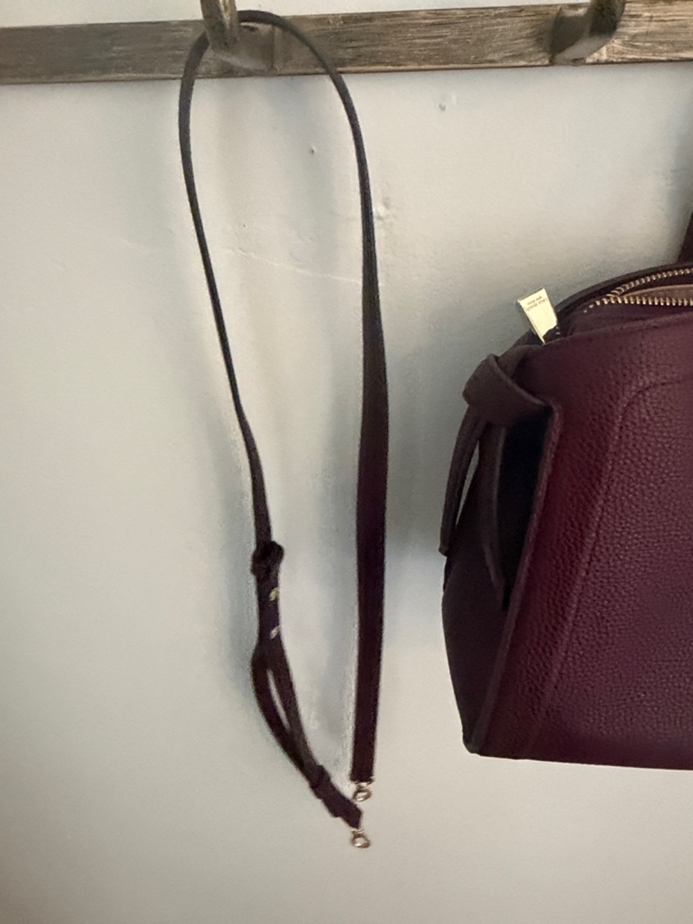 kate spade Burgundy Pebbled Leather Satchel with Crossbody Strap - Picture 9 of 10